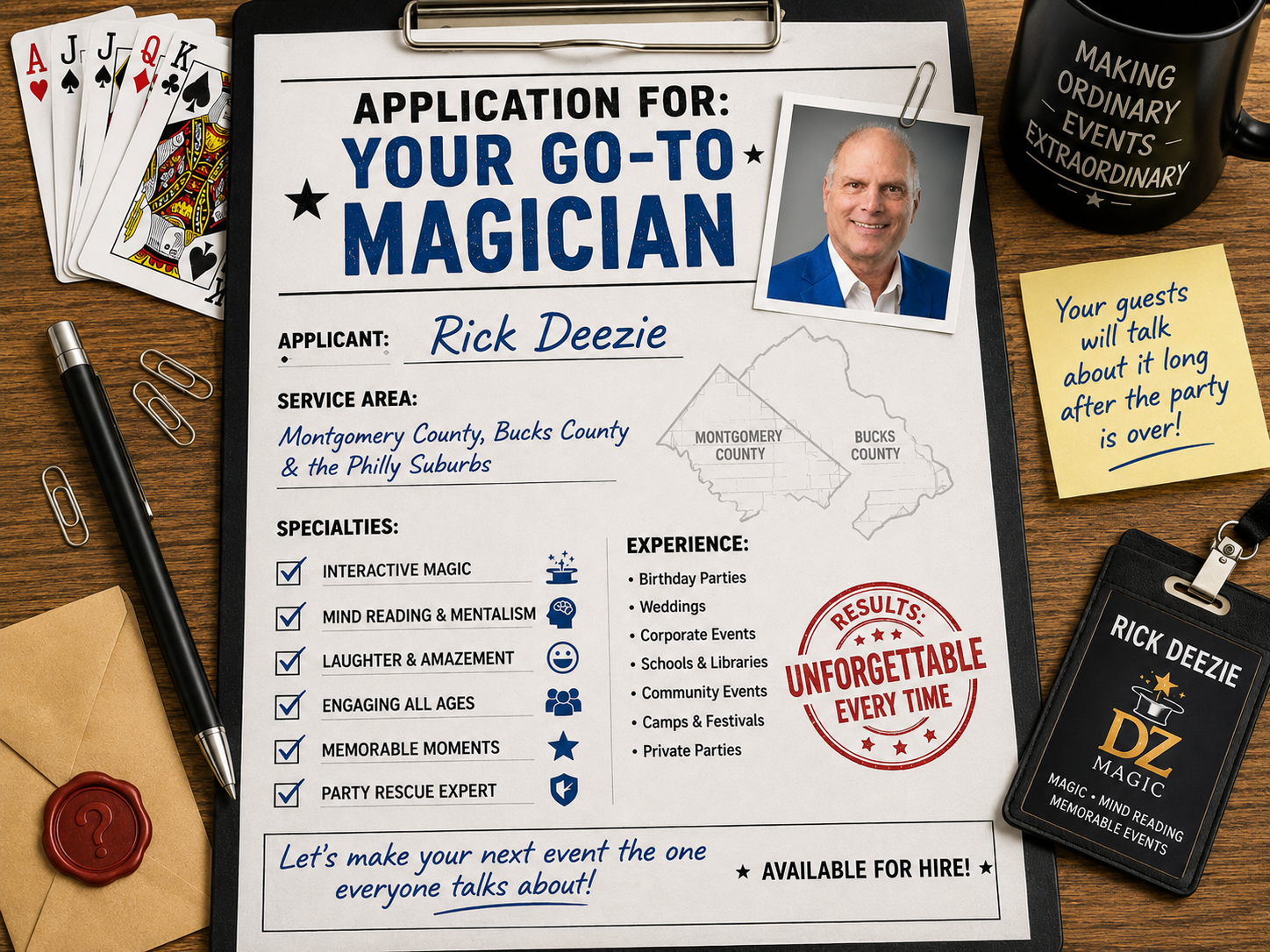 My Application to Be Your Go-To Magician in Montgomery County and Bucks County